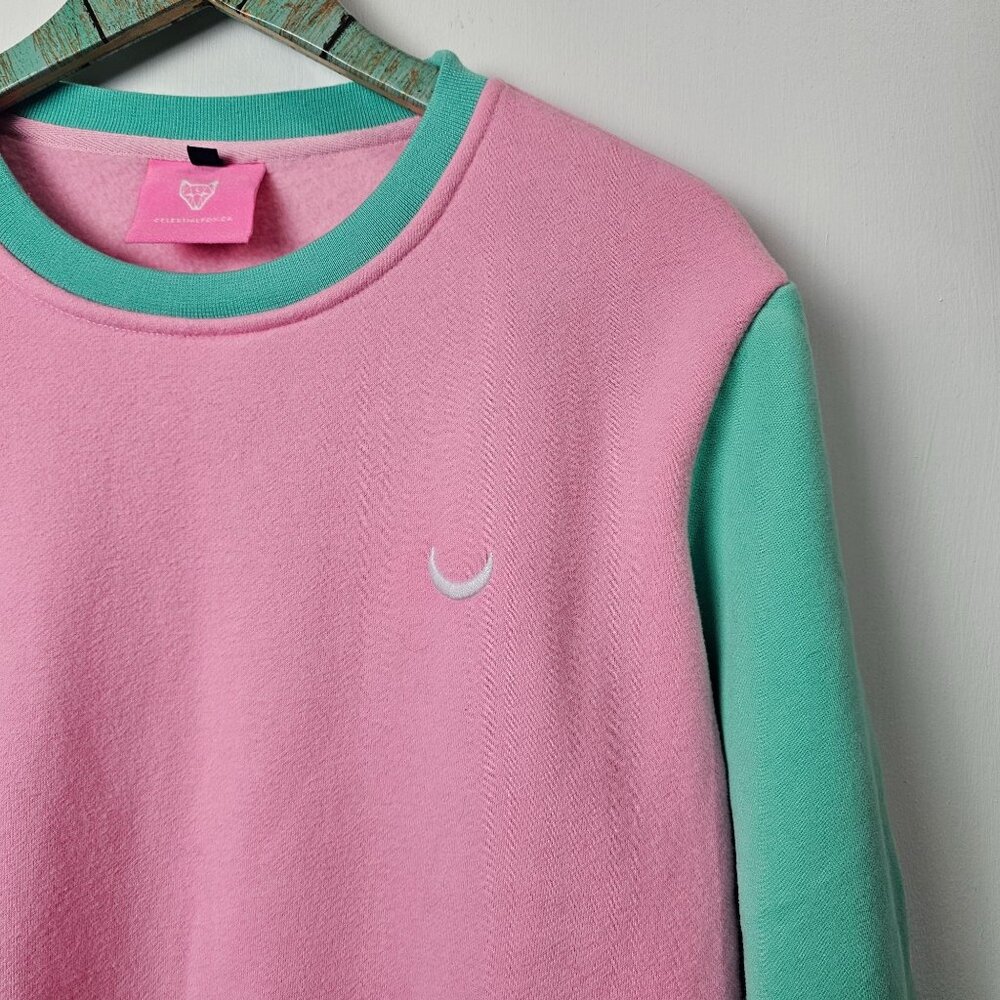 Celestialfox.Ca DISCONTINUED Color Blocking Pastel Pink Sweatshirt Tops, M - Picture 3 of 9
